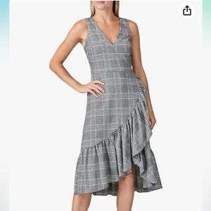 Great Jones Rent the Runway Pre-Loved Houndstooth Ruffle Hem Dress 4 L41-25